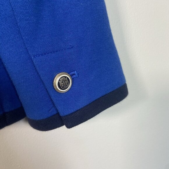 Talbots Aberdeen Pique Blue Blazer Size 12p Office Stretch Jacket Business - Picture 5 of 10